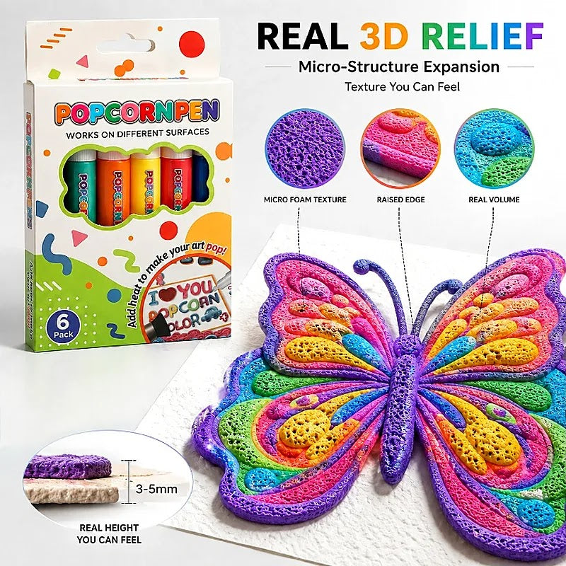🖍️🎁🔮Magic Pen – Draw 3D with one stroke!🎄 DIY Bubble Popcorn Drawing Pens🔥