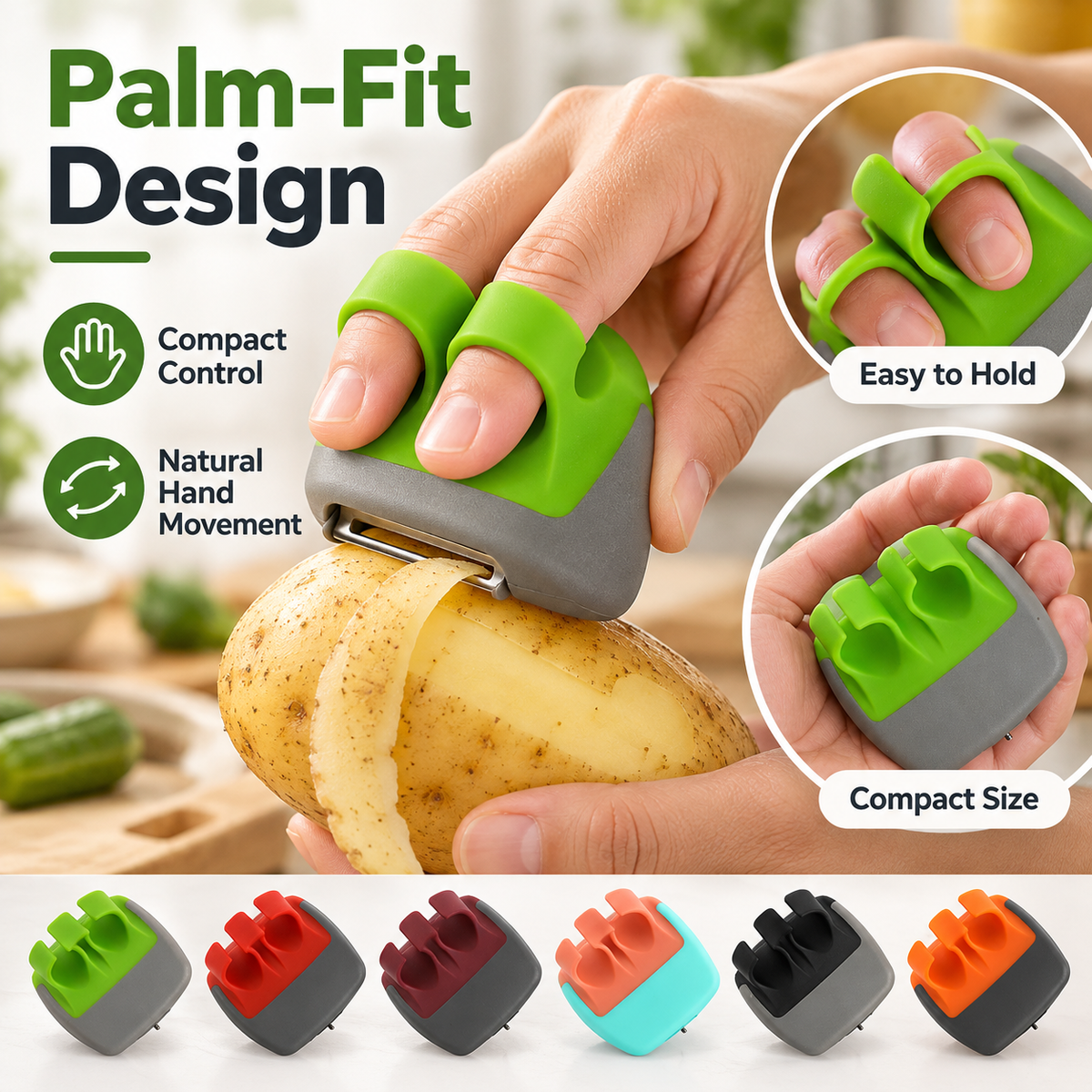 🎁 BUY 1, GET 1 FREE! | Palm-Fit Vegetable Peeler – Effortless Peeling & Comfortable Grip ✨