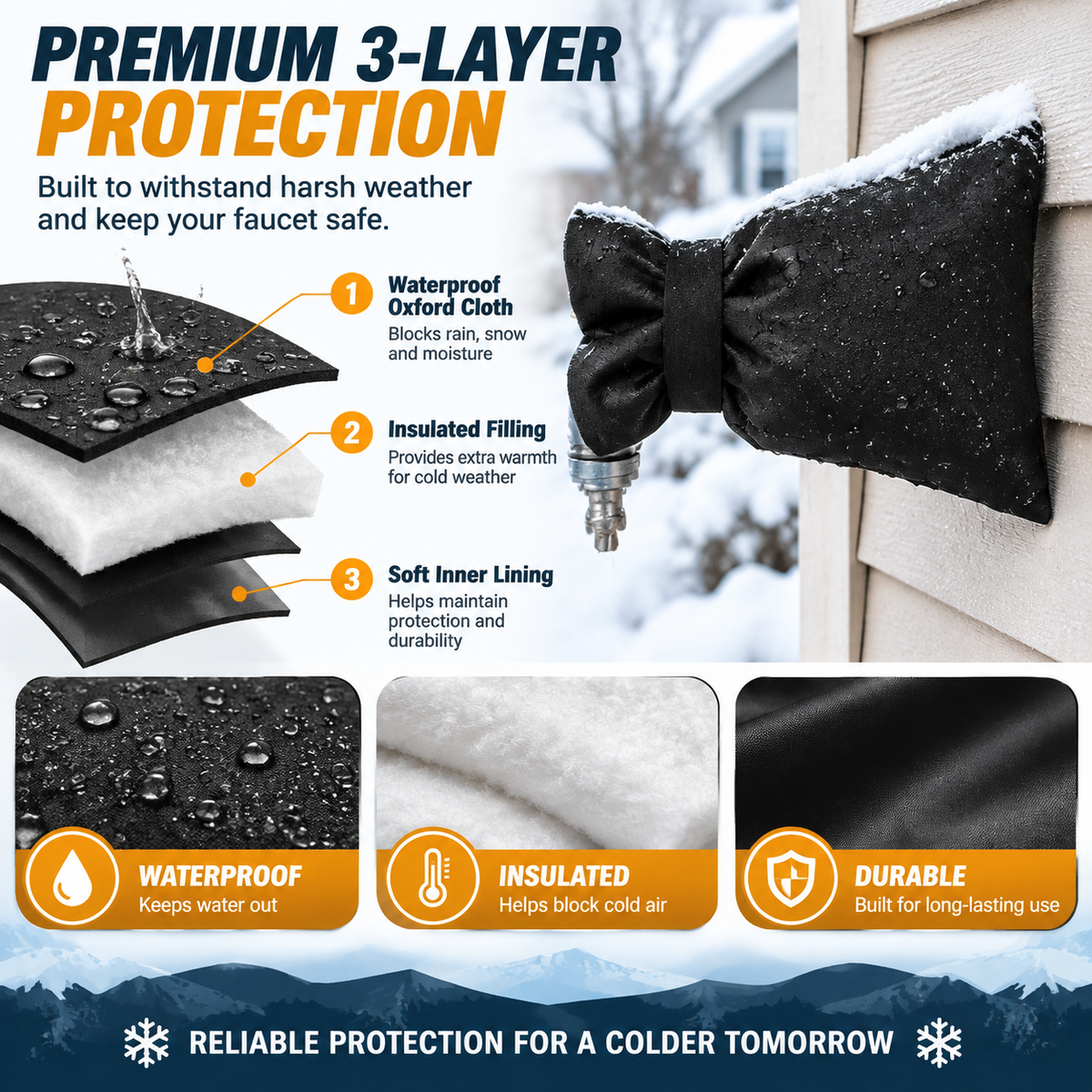 Outdoor Faucet Cover | Winter Freeze Protection Insulated Spigot Protector❄️