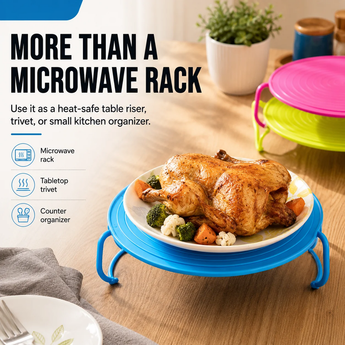 🎁 Buy 2, Get 1 FREE! 🔥 Foldable Microwave Stacking Rack 🍽️ | Save Space & Maximize Storage 🏡✨