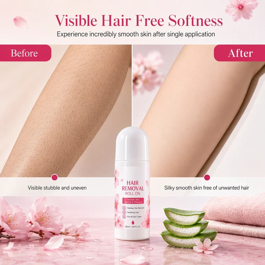🔥 BUY 1 GET 1 FREE! 🎁 Smooth, Silky Skin Made Easy – Gentle Hair Removal Roll-On for All Skin Types! ✨